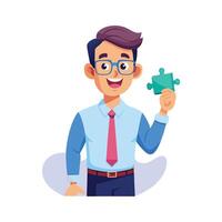 Teacher Using Small Puzzle Piece for Learning vector