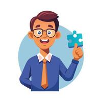 Creative Educator Highlighting Small Puzzle Piece for Teaching vector