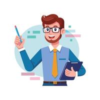 Dynamic Educator Showcasing Smart Pen in Class vector