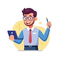 Teacher Using Smart Pen for Interactive Teaching vector