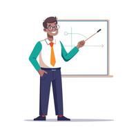 Inspiring Teacher Presenting Smartboard Pen for Learning vector