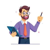 Creative Educator Highlighting Smart Pen for Teaching vector