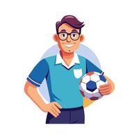 Creative Educator Highlighting Soccer Ball for Teaching vector
