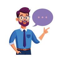 Inspiring Teacher Presenting Speech Bubble for Learning vector
