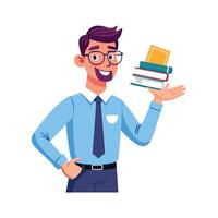 Creative Educator Highlighting Stack of Books for Teaching vector