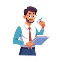 Teacher Reviewing Course Materials for Class vector