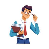 Teacher Preparing Stack of Papers for Class vector