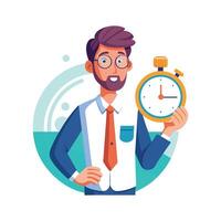 Teacher Using Stopwatch to Teach Effectively vector