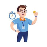 Instructor Using Stopwatch for Classroom Management vector