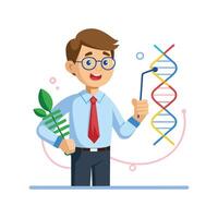 Instructor Using DNA to Explain Genetic Concepts vector