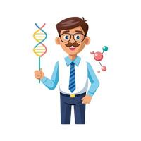 Educator Demonstrating DNA Structure in Class vector
