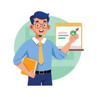 Teacher Using Teaching Aid for Effective Communication vector