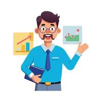 Educator Effectively Communicating with Teaching Aid vector