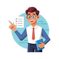Instructor Evaluating Student Test Papers vector