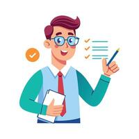 Teacher Reviewing Test Papers for Student Evaluation vector