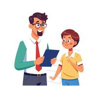 Teacher Evaluating Student Performance through Tests vector
