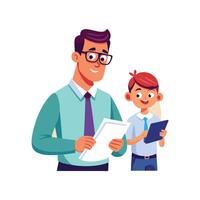Educator Analyzing Tests for Academic Progress vector