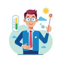 Instructor Demonstrating Temperature Measurement Techniques vector