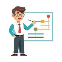 Teacher with Timeline Chart During Class vector