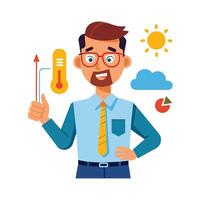Educator Using Thermometer in Science Lessons vector