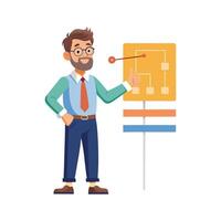 Educator Presenting Timeline Chart to Students vector
