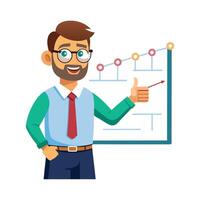 Teacher Presenting Historical Events Using Timeline vector
