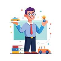 Teacher Featuring Toy Car in Physics Class vector