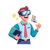 Instructor Using VR Headset for Teaching vector