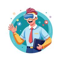 Teacher Featuring VR Headset in Learning vector