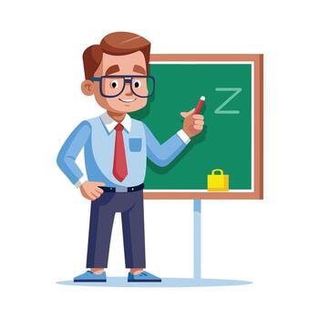 Instructor Using Eraser on Classroom Board vector