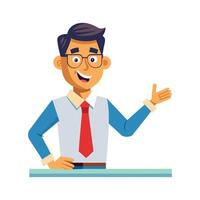 Teacher Leaning Forward to Engage Class vector