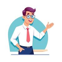 Teacher Engaging Class by Leaning Forward vector