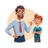 Teacher Pointing at Student While Asking vector