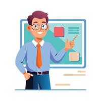 Teacher Engaging Students with Digital Display vector