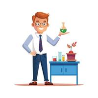 Instructor Demonstrating Science Experiment vector