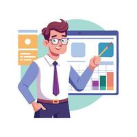 Teacher Featuring Digital Screen in Class vector