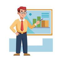 Instructor Pointing to Digital Screen vector
