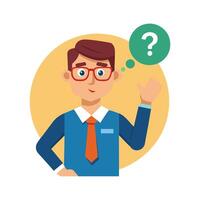 Instructor Raising Eyebrows While Asking vector