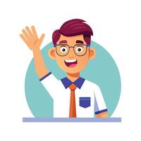 Instructor Calling on Student with Raised Hand vector