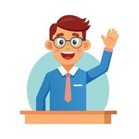 Teacher Featuring Hand Raise During Class vector