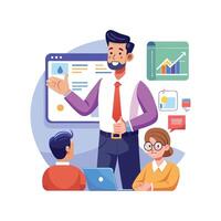 Teacher Featuring Slide Review in Class vector