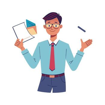 instructor presentación mientras revisando notas vector