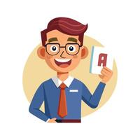 Teacher Engaging Class with Alphabet Flashcard vector
