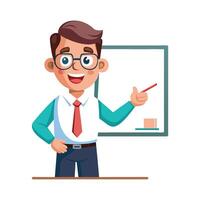 Male Teacher Smiling While Sharing Key Points vector