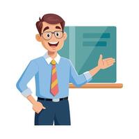 Instructor Smiling While Giving Class Overview vector