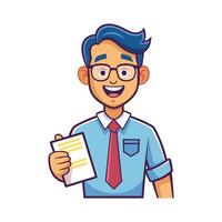 Teacher Featuring Report Card During Class vector