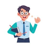 Male Teacher Providing Overview with Open Notes vector