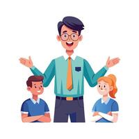 Teacher Using Open Arms to Engage Class vector