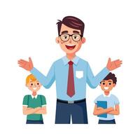 Teacher Engaging Students with Arms Open vector