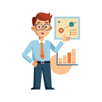 Teacher Featuring Chart in Class Explanation vector